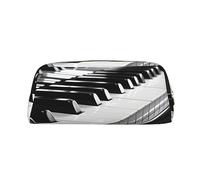 PPTHSNVB Federmäppchen mit Reißverschluss, großes Fassungsvermögen, Leder, tragbar, Make-up-Tasche für Damen und Herren, Schwarz / Weiß, gold, Einheitsgröße, Druck