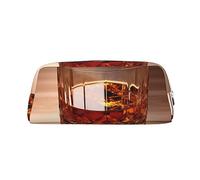 PPTHSNVB Federmäppchen mit Reißverschluss, großes Fassungsvermögen, Leder, tragbar, Make-up-Tasche für Damen und Herren, Braun, silber, Einheitsgröße, Druck