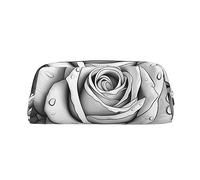 PPTHSNVB Federmäppchen mit Reißverschluss, großes Fassungsvermögen, Leder, tragbar, Make-up-Tasche für Damen und Herren, Schwarz / Weiß, silber, Einheitsgröße, Druck