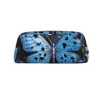 PPTHSNVB Federmäppchen mit Reißverschluss, großes Fassungsvermögen, Leder, tragbar, Make-up-Tasche für Damen und Herren, Blau, gold, Einheitsgröße, Druck