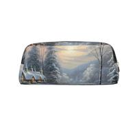 PPTHSNVB Federmäppchen mit Reißverschluss, großes Fassungsvermögen, Leder, tragbare Make-up-Tasche für Damen und Herren, gold, Einheitsgröße, Druck