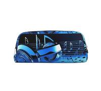 PPTHSNVB Federmäppchen mit Reißverschluss, großes Fassungsvermögen, Leder, tragbare Make-up-Tasche für Damen und Herren, Blau, gold, Einheitsgröße, Druck