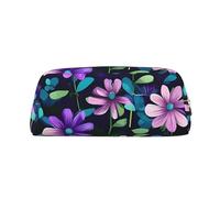 PPTHSNVB Federmäppchen mit Reißverschluss, großes Fassungsvermögen, Leder, tragbare Make-up-Tasche für Damen und Herren, Violett, gold, Einheitsgröße, Druck