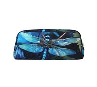 PPTHSNVB Federmäppchen mit Reißverschluss, großes Fassungsvermögen, Leder, tragbare Make-up-Tasche für Damen und Herren, Blau, gold, Einheitsgröße, Druck