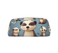 PPTHSNVB Federmäppchen mit Reißverschluss, großes Fassungsvermögen, Leder, tragbare Make-up-Tasche für Damen und Herren, gold, Einheitsgröße, Druck