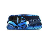 PPTHSNVB Federmäppchen mit Reißverschluss, großes Fassungsvermögen, Leder, tragbare Make-up-Tasche für Damen und Herren, Blau, silber, Einheitsgröße, Druck