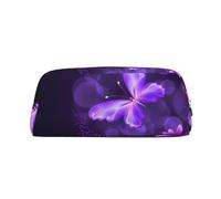 PPTHSNVB Federmäppchen mit Reißverschluss, großes Fassungsvermögen, Leder, tragbare Make-up-Tasche für Damen und Herren, Violett, silber, Einheitsgröße, Druck