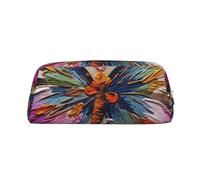 PPTHSNVB Federmäppchen mit Stickerei, Schmetterling, Federmäppchen mit Reißverschluss, großes Fassungsvermögen, Leder, tragbare Make-up-Tasche für Damen und Herren, silber, Einheitsgröße, Druck