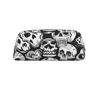 PPTHSNVB Federmäppchen mit Totenkopf-Motiv, mit Reißverschluss, großes Fassungsvermögen, Leder-Bleistifttasche, tragbare Make-up-Tasche für Damen und Herren, gold, Einheitsgröße, Druck