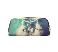 PPTHSNVB Federmäppchen mit Traumfänger-Federmäppchen mit Reißverschluss, großes Fassungsvermögen, Leder, tragbare Make-up-Tasche für Damen und Herren, Weiß, gold, Einheitsgröße, Druck