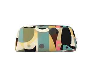 PPTHSNVB Federmäppchen Mitte des Jahrhunderts Moderne Kunst Katze Federmäppchen mit Reißverschluss Federmäppchen Große Kapazität Leder Federmäppchen Tragbare Make-up-Tasche für Damen Herren, gold