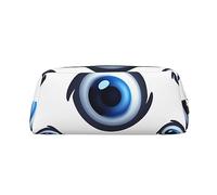 PPTHSNVB Federmäppchen, Motiv: böse Augen, Federmäppchen mit Reißverschluss, großes Fassungsvermögen, Leder, tragbare Make-up-Tasche für Damen und Herren, silber, Einheitsgröße, Druck