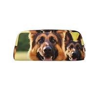 PPTHSNVB Federmäppchen, Motiv: Deutscher Schäferhund, Federmäppchen mit Reißverschluss, großes Fassungsvermögen, Leder, tragbare Make-up-Tasche für Damen und Herren, silber, Einheitsgröße, Druck