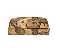 PPTHSNVB Federmäppchen, Motiv: Weltkarte, Weltkugel, Federmäppchen mit Reißverschluss, großes Fassungsvermögen, Leder, tragbare Make-up-Tasche für Damen und Herren, silber, Einheitsgröße, Druck