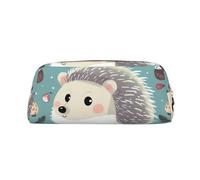 PPTHSNVB Federmäppchen, niedliches Cartoon-Igel-Federmäppchen mit Reißverschluss, großes Fassungsvermögen, Leder-Bleistifttasche, tragbare Make-up-Tasche für Damen und Herren, gold, Einheitsgröße