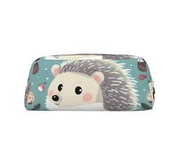 PPTHSNVB Federmäppchen, niedliches Cartoon-Igel-Federmäppchen mit Reißverschluss, großes Fassungsvermögen, Leder-Bleistifttasche, tragbare Make-up-Tasche für Damen und Herren