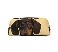 PPTHSNVB Federmäppchen, niedliches Dackel-Etui mit Reißverschluss, großes Fassungsvermögen, Leder-Federtasche, tragbare Make-up-Tasche für Damen und Herren, gold, Einheitsgröße, Druck