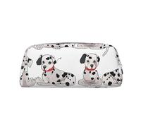 PPTHSNVB Federmäppchen, niedliches Dalmatiner-Federmäppchen mit Reißverschluss, großes Fassungsvermögen, Leder-Bleistifttasche, tragbare Make-up-Tasche für Damen und Herren, silber, Einheitsgröße