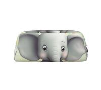 PPTHSNVB Federmäppchen, niedliches Elefanten-Federmäppchen mit Reißverschluss, großes Fassungsvermögen, Leder-Federtasche, tragbare Make-up-Tasche für Damen und Herren, silber, Einheitsgröße, Druck