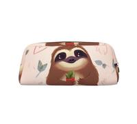 PPTHSNVB Federmäppchen, niedliches Faultier-Federmäppchen mit Reißverschluss, großes Fassungsvermögen, Leder-Bleistifttasche, tragbare Make-up-Tasche für Damen und Herren, gold, Einheitsgröße, Druck