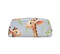 PPTHSNVB Federmäppchen, niedliches Giraffen-Federmäppchen mit Reißverschluss, großes Fassungsvermögen, Leder-Bleistifttasche, tragbare Make-up-Tasche für Damen und Herren, silber, Einheitsgröße, Druck