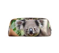 PPTHSNVB Federmäppchen, niedliches Koala-Federmäppchen mit Reißverschluss, großes Fassungsvermögen, Leder-Bleistifttasche, tragbare Make-up-Tasche für Damen und Herren, gold, Einheitsgröße, Druck