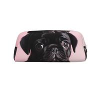 PPTHSNVB Federmäppchen, niedliches schwarzes Mops-Federmäppchen mit Reißverschluss, großes Fassungsvermögen, Leder-Bleistifttasche, tragbare Make-up-Tasche für Damen und Herren, gold, Einheitsgröße