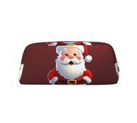 PPTHSNVB Federmäppchen, niedliches Weihnachtsmann-Federmäppchen mit Reißverschluss, großes Fassungsvermögen, Leder-Bleistifttasche, tragbare Make-up-Tasche für Damen und Herren, silber, Einheitsgröße