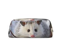 PPTHSNVB Federmäppchen Opossum im Schnee, Federmäppchen mit Reißverschluss, großes Fassungsvermögen, Leder-Bleistifttasche, tragbare Make-up-Tasche für Damen und Herren, gold, Einheitsgröße, Druck