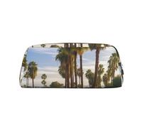 PPTHSNVB Federmäppchen Palme, Golfplatz, Federmäppchen mit Reißverschluss, großes Fassungsvermögen, Leder-Bleistifttasche, tragbare Make-up-Tasche für Damen und Herren, silber, Einheitsgröße, Druck