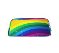 PPTHSNVB Federmäppchen, Regenbogen-Federmäppchen mit Reißverschluss, großes Fassungsvermögen, Leder, tragbare Make-up-Tasche für Damen und Herren, silber, Einheitsgröße, Druck