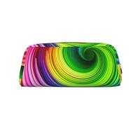 PPTHSNVB Federmäppchen, Regenbogen-Spiral-Federmäppchen mit Reißverschluss, großes Fassungsvermögen, Leder-Bleistifttasche, tragbare Make-up-Tasche für Damen und Herren, silber, Einheitsgröße, Druck