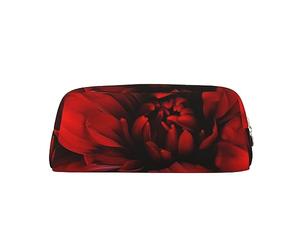 PPTHSNVB Federmäppchen, rote Blume auf schwarzem Federmäppchen, mit Reißverschluss, großes Fassungsvermögen, Leder, tragbare Make-up-Tasche für Damen und Herren, gold, Einheitsgröße, Druck