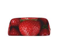PPTHSNVB Federmäppchen, rote Erdbeere, Federmäppchen mit Reißverschluss, großes Fassungsvermögen, Leder, tragbare Make-up-Tasche für Damen und Herren, silber, Einheitsgröße, Druck