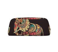 PPTHSNVB Federmäppchen, schönes Elefanten-Federmäppchen mit Reißverschluss, großes Fassungsvermögen, Leder-Bleistifttasche, tragbare Make-up-Tasche für Damen und Herren, gold, Einheitsgröße, Druck