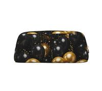 PPTHSNVB Federmäppchen, Schwarz und Gold, Ballons, Federmäppchen mit Reißverschluss, großes Fassungsvermögen, Leder-Bleistifttasche, tragbare Make-up-Tasche für Damen und Herren, gold, One Size