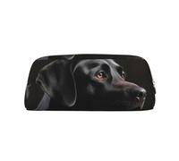 PPTHSNVB Federmäppchen, schwarzer Labrador, Federmäppchen mit Reißverschluss, großes Fassungsvermögen, Leder-Bleistifttasche, tragbare Make-up-Tasche für Damen und Herren, gold, Einheitsgröße, Druck