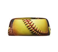 PPTHSNVB Federmäppchen, Softball-Federmäppchen mit Reißverschluss, großes Fassungsvermögen, Leder, tragbare Make-up-Tasche für Damen und Herren, silber, Einheitsgröße, Druck