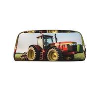 PPTHSNVB Federmäppchen Traktor Bauernhof Federmäppchen mit Reißverschluss, großes Fassungsvermögen, Leder, tragbare Make-up-Tasche für Damen und Herren, silber, Einheitsgröße, Druck