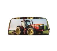 PPTHSNVB Federmäppchen Traktor Bauernhof Federmäppchen mit Reißverschluss, großes Fassungsvermögen, Leder, tragbare Make-up-Tasche für Damen und Herren, gold, Einheitsgröße, Druck