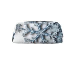 PPTHSNVB Federmäppchen, transparent, Schneeflocke, Federmäppchen mit Reißverschluss, großes Fassungsvermögen, Leder, tragbare Make-up-Tasche für Damen und Herren, silber, Einheitsgröße, Druck