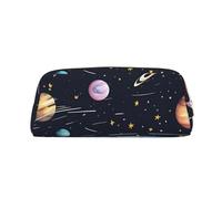 PPTHSNVB Federmäppchen von The Solar Family mit Reißverschluss, großes Fassungsvermögen, Leder-Federtasche, tragbare Make-up-Tasche für Damen und Herren, gold, Einheitsgröße, Druck