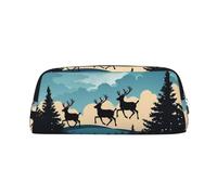 PPTHSNVB Federmäppchen Weihnachten Winter Federmäppchen mit Reißverschluss Federmäppchen Große Kapazität Leder Federmäppchen Tragbare Make-up-Tasche für Damen Herren, silber, Einheitsgröße, Druck