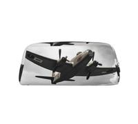 PPTHSNVB Federmäppchen Weltkrieg, Federmäppchen mit Reißverschluss, großes Fassungsvermögen, Leder, tragbare Make-up-Tasche für Damen und Herren, silber, Einheitsgröße, Druck