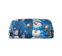 PPTHSNVB Federmäppchen, Winter, Schneemann, Federmäppchen mit Reißverschluss, großes Fassungsvermögen, Leder, tragbare Make-up-Tasche für Damen und Herren, gold, Einheitsgröße, Druck