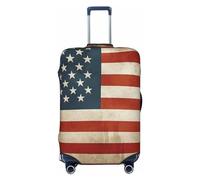 PPTHSNVB Gepäckabdeckung für Koffer, Motiv: amerikanische USA-Flagge, elastisch, staubdicht, kratzfest, dick, waschbar, passend für 45,7 - 81,3 cm (18 - 32 Zoll) Gepäck, Schwarz , S