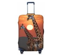 PPTHSNVB Gepäckabdeckungen für Koffer, Motiv: Giraffe bei Sonnenuntergang, elastisch, staubdicht, kratzfest, dick, Reisegepäckabdeckung, waschbar, passend für 45,7 - 81,3 cm Gepäck, Schwarz , S