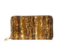 PPTHSNVB Golden Retriever Damen Geldbörse Große Kapazität Kreditkartenhalter Reißverschluss Telefon Clutch Damen Reise Geldbörse, Goldfarbene Pailletten, One Size, Klassisch