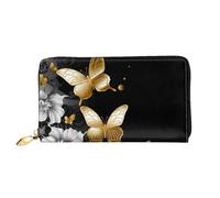 PPTHSNVB Golden Retriever Damen Geldbörse Große Kapazität Kreditkartenhalter Reißverschluss Telefon Clutch Damen Reise Geldbörse, Gold, Weiß, Schmetterlinge, Schwarz, One Size, Klassisch