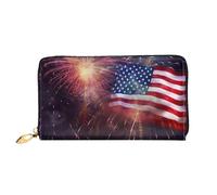 PPTHSNVB Green Frog Damen Geldbörse Große Kapazität Kreditkartenhalter Reißverschluss Telefon Clutch Damen Reise Geldbörse, Feuerwerk Amerikanische Flagge 4. Juli, Einheitsgröße, Klassisch